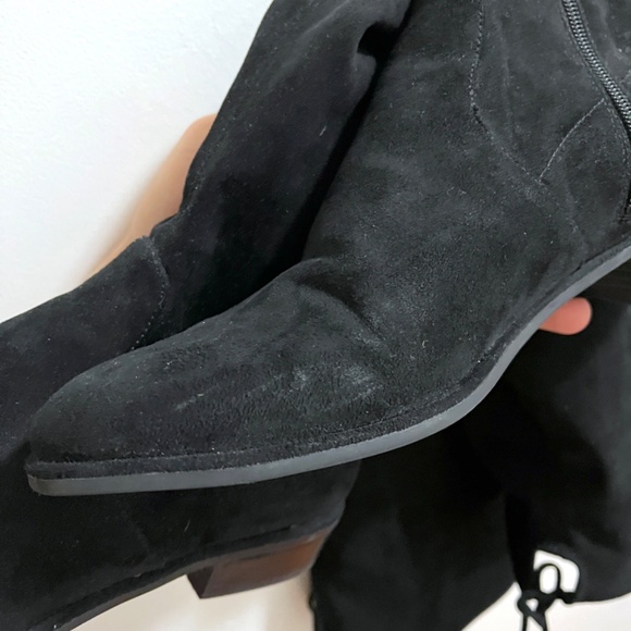 Marc Fisher Humor Over The Knee Velvet Adjustable Tie Black Boots - Picture 11 of 16